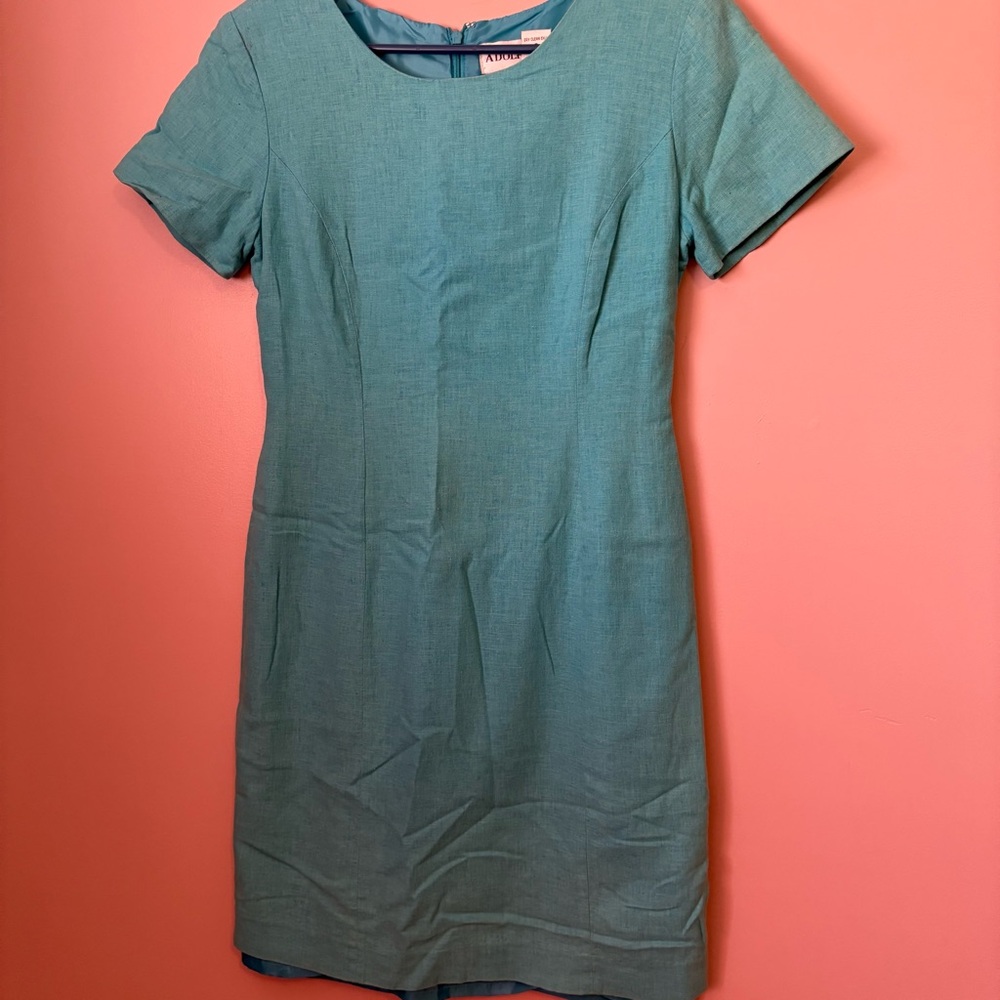Adolfo Vintage Teal Mini Dress with Short Sleeves